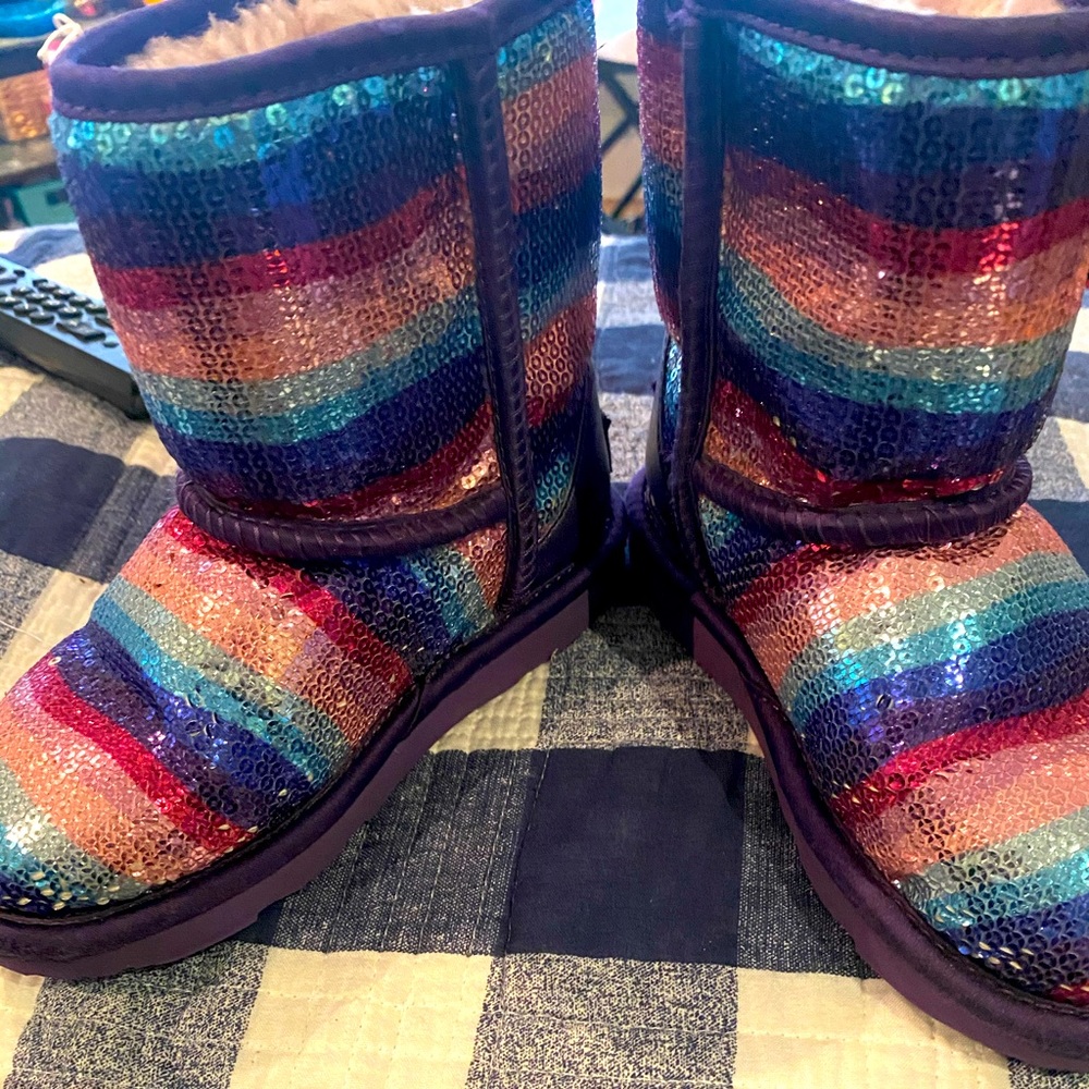 Kids 12 Ugg Boots Rainbow Sequin